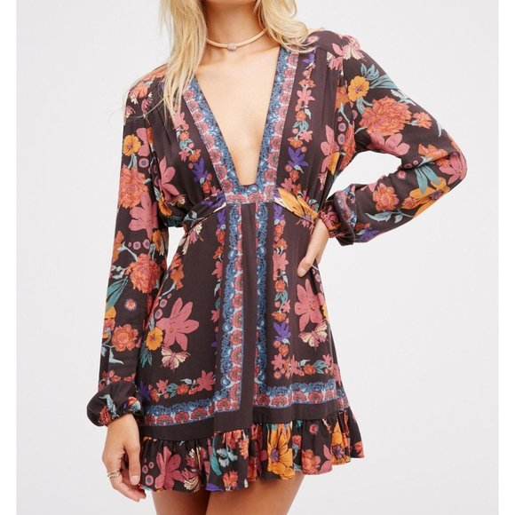 Free People Dresses & Skirts - Free People Tunic Dress Size 2 Floral Print Violet Hill Printed Boho